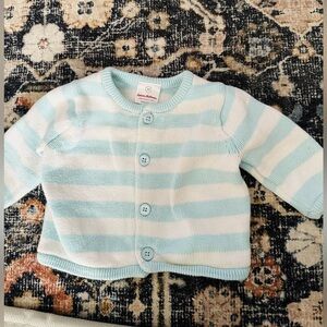 HANNA ANDERSSON 3-6 Months Blue & White Organic Cotton Cardigan